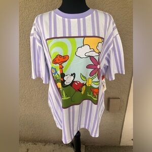 Disney Parks Mickey & Co. Striped Floral Top